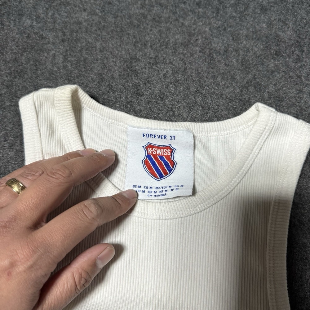 K Swiss x Forever 21 Ribbed Logo Tank Top‎ Womens M Y2K Retro Streetwear - Picture 3 of 7